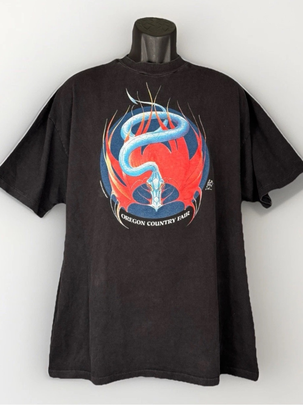 Vtg Oregon Country Fair 1992 RARE Stanley Mouse Dragon SingleStitch Faded Tee XL